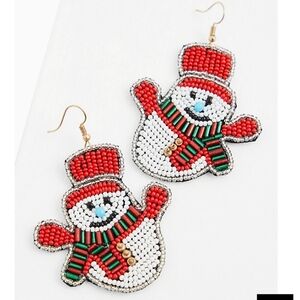 🆕HOLIDAY SNOWMAN BEADED STATEMENT EARRINGS